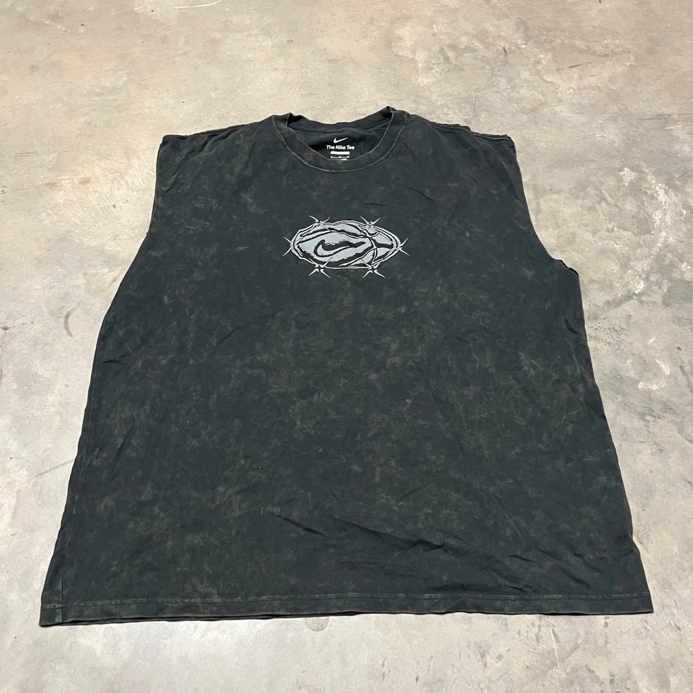 Nike Max90 Mens Acid Wash Muscle Tee Win Against All Odds Black XL HV1675-060